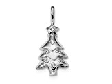 Rhodium Over Sterling Silver CZ Christmas Tree Pendant