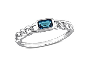 London Blue Topaz 10K White Gold Link Ring 0.4ctw