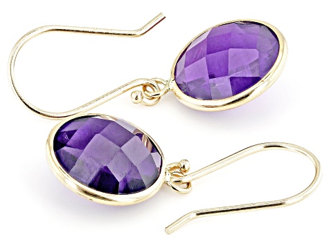 Purple Amethyst 14k Yellow Gold Dangle Earrings 8.00ctw