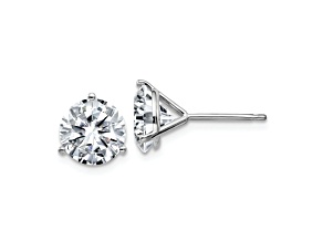 Rhodium Over 14K White Gold 4ct. 8.0mm Round G H I True Light Moissanite Earrings