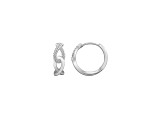 White Cubic Zirconia Platinum Over Sterling Silver Hoops 0.16ctw