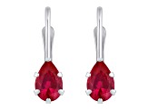 6x4mm Pear Shape Created Ruby Rhodium Over 10k White Gold Drop Earrings