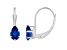 6x4mm Pear Shape Created Sapphire Rhodium Over 10k White Gold Drop Earrings