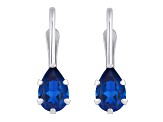 6x4mm Pear Shape Lab Created Sapphire Rhodium Over 10k White Gold Drop Earrings