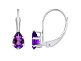 6x4mm Pear Shape Amethyst Rhodium Over 10k White Gold Drop Earrings