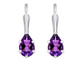 6x4mm Pear Shape Amethyst Rhodium Over 10k White Gold Drop Earrings