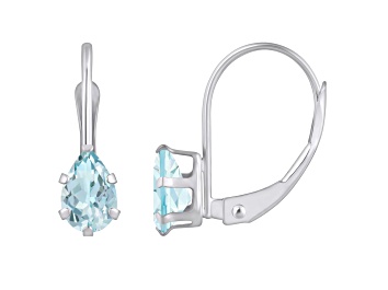 Picture of 6x4mm Pear Shape Aquamarine Rhodium Over 10k White Gold Drop Earrings