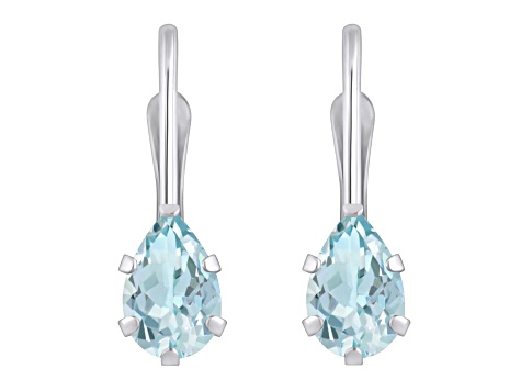 6x4mm Pear Shape Aquamarine Rhodium Over 10k White Gold Drop Earrings