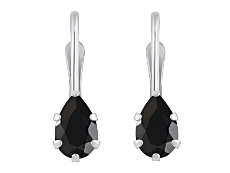6x4mm Pear Shape Black Onyx Rhodium Over 10k White Gold Drop Earrings