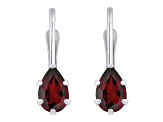 6x4mm Pear Shape Garnet Rhodium Over 10k White Gold Drop Earrings