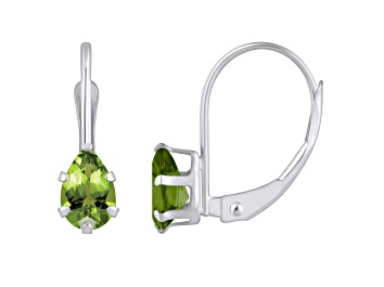 Picture of 6x4mm Pear Shape Peridot Rhodium Over 10k White Gold Drop Earrings