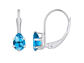 6x4mm Pear Shape Blue Topaz Rhodium Over 10k White Gold Drop Earrings