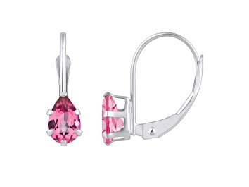 Picture of 6x4mm Pear Shape Pink Topaz Rhodium Over 10k White Gold Drop Earrings