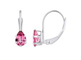 6x4mm Pear Shape Pink Topaz Rhodium Over 10k White Gold Drop Earrings