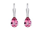 6x4mm Pear Shape Pink Topaz Rhodium Over 10k White Gold Drop Earrings