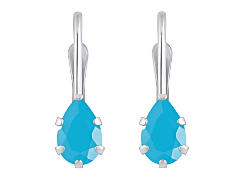6x4mm Pear Shape Turquoise Rhodium Over 10k White Gold Drop Earrings