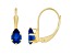 6x4mm Pear Shape Lab Created Sapphire 10k Yellow Gold Drop Earrings