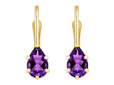 6x4mm Pear Shape Amethyst 10k Yellow Gold Drop Earrings