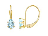 6x4mm Pear Shape Aquamarine 10k Yellow Gold Drop Earrings