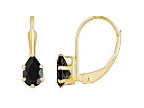 6x4mm Pear Shape Black Onyx 10k Yellow Gold Drop Earrings