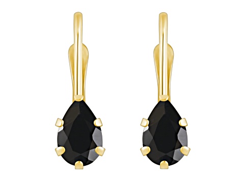 6x4mm Pear Shape Black Onyx 10k Yellow Gold Drop Earrings