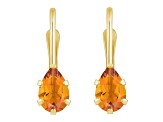 6x4mm Pear Shape Citrine 10k Yellow Gold Drop Earrings