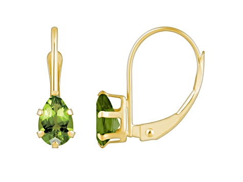 6x4mm Pear Shape Peridot 10k Yellow Gold Drop Earrings