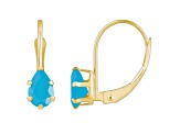 6x4mm Pear Shape Turquoise 10k Yellow Gold Drop Earrings