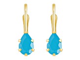 6x4mm Pear Shape Turquoise 10k Yellow Gold Drop Earrings