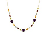 Multi-Stone 10K Yellow Gold Station Necklace 13.83ctw