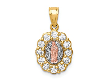 Picture of 10k Yellow Gold and 10k Rose Gold with Rhodium Over 10k Yellow Gold CubicZirconia Guadalupe Pendant