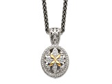 Sterling Silver Antiqued with 14K Accent Diamond Necklace