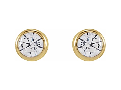 14K Yellow Gold 0.20ctw Round White Lab-Grown Diamonds Bezel Set Stud Earrings