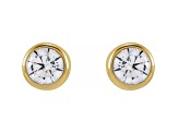 14K Yellow Gold 0.20ctw Round White Lab-Grown Diamonds Bezel Set Stud Earrings
