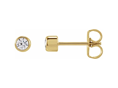 14K Yellow Gold 0.20ctw Round White Lab-Grown Diamonds Bezel Set Stud Earrings