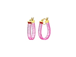 14K Yellow Gold Over Sterling Silver Mini Horseshoe Lucite Hoops in Pink