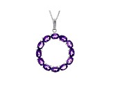 Amethyst 6x4mm Oval Circle Style Sterling Silver Pendant With Chain