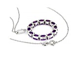 Amethyst 6x4mm Oval Circle Style Sterling Silver Pendant With Chain