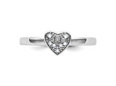 Sterling Silver Stackable Expressions Heart Diamond Ring 0.05ctw