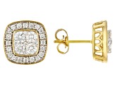 White Lab-Grown Diamond 14k Yellow Gold Over Sterling Silver Cluster Stud Earrings 1.00ctw