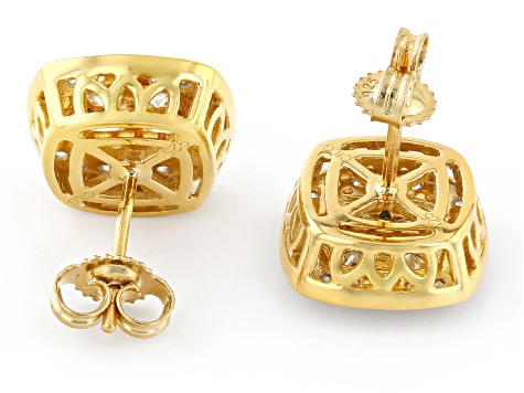 White Lab-Grown Diamond 14k Yellow Gold Over Sterling Silver Cluster Stud Earrings 1.00ctw