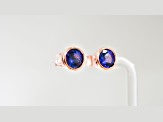 Tanzanite Round 18K Rose Gold Over Sterling Silver 8MM Studs Earrings, 4.46 ctw