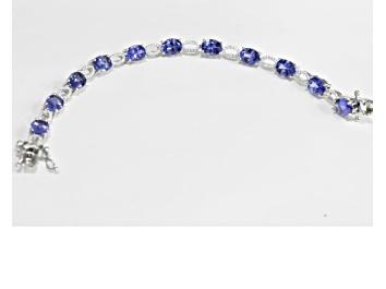 Picture of Oval Tanzanite Rhodium Over Sterling Silver Bracelet, 14.42ctw