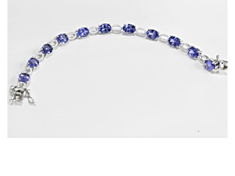 Oval Tanzanite Rhodium Over Sterling Silver Bracelet, 14.42ctw