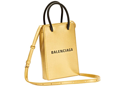 Balenciaga Gold Calfskin Leather Shopper Crossbody Bag 14RYBA JTV