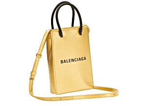 Balenciaga Gold Calfskin Leather Shopper Cross Body Bag