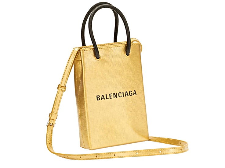 Balenciaga Gold Calfskin Leather Shopper Crossbody Bag