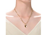 14K Yellow Gold Plated over Brass with Clear Cubic Zirconia Padlock Charm Necklace