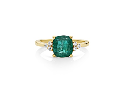 2.18 Ctw Emerald With 0.12 Ctw White Diamond Ring in 14K YG