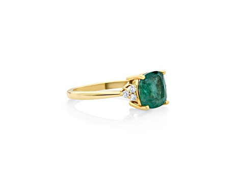 2.18 Ctw Emerald With 0.12 Ctw White Diamond Ring in 14K YG